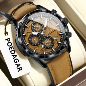 POEDAGAR Luxury Top Men Wristwatch Chronograph